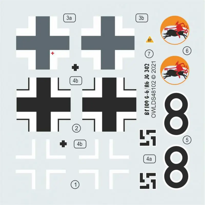 Messerschmitt Bf-109G-6 Zwart 8 (JG 302) Decal Nieuw
