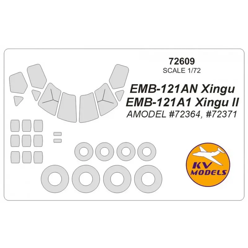 Embraer EMB-121 Xingu + wielen maskers (ontworpen voor gebruik met A-Model kits) AMU72364, AMU72371) Laatste Versie