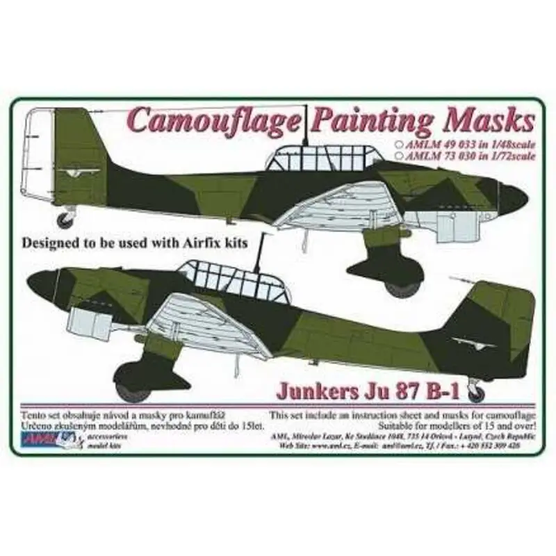 Aanbieding Junkers Ju-87B-1 'Stuka' camouflage-verfmasker (ontworpen om te worden gebruikt met Airfix-kits)
