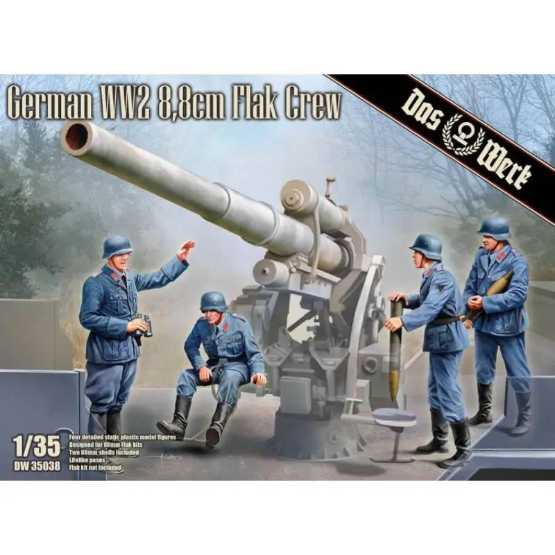 Direct Beschikbaar DAS WERK: 1//35; German WW2 8.8 cm Flak Crew (4 fig.) Figuren