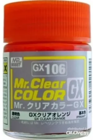 Mr Hobby -Gunze Mr. Clear Color GX (18 ml) Clear Orange Beperkte Voorraad