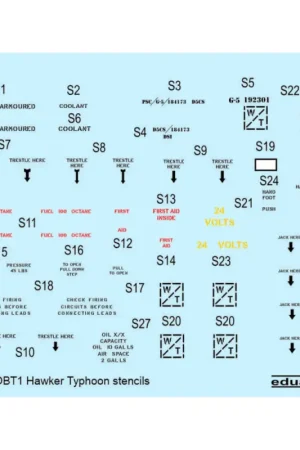 Nieuw Sticker Hawker Typhoon 1/48 sjablonen voor HASEGAWA Decal