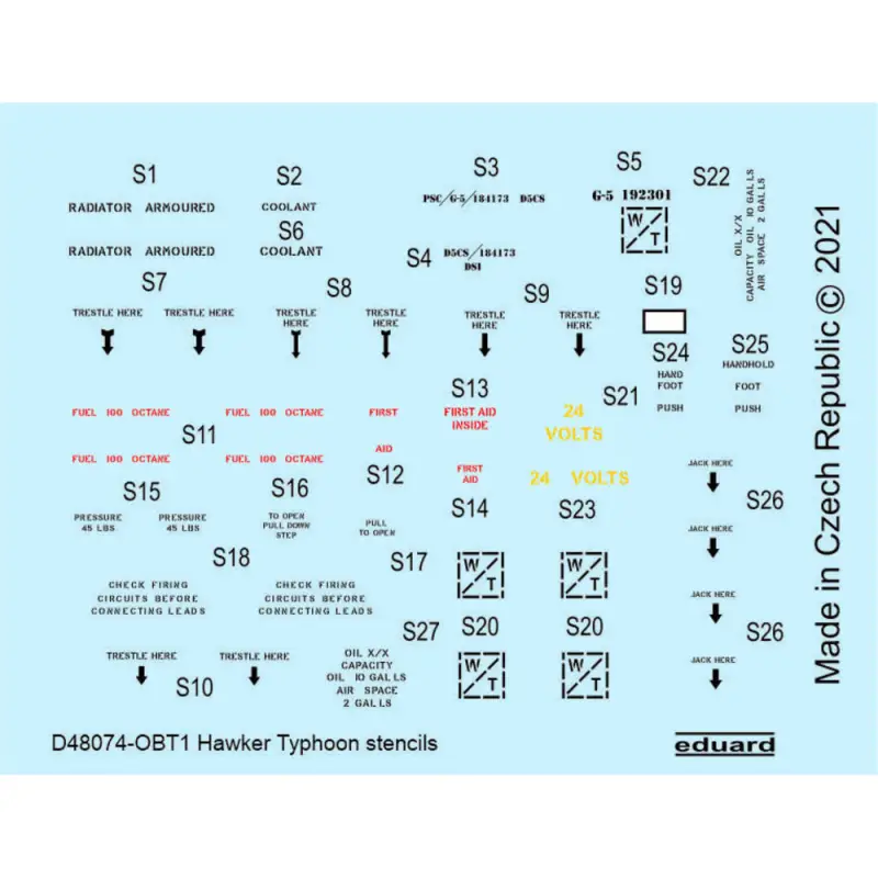 Nieuw Sticker Hawker Typhoon 1/48 sjablonen voor HASEGAWA Decal