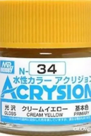 Op = Op Mr Hobby -Gunze Acrysion (10 ml) Cream Yellow Acrylverf