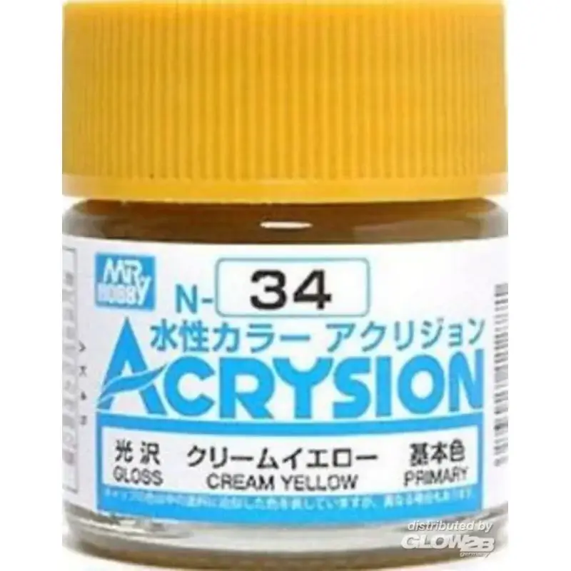 Op = Op Mr Hobby -Gunze Acrysion (10 ml) Cream Yellow Acrylverf