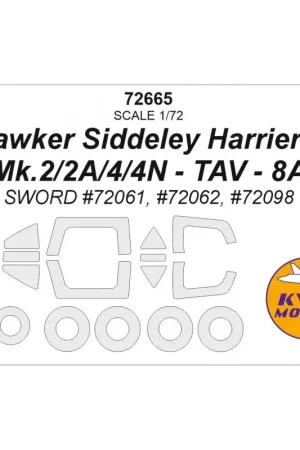 Dagaanbieding Hawker Siddeley Harrier T Mk.2/2A/4/4N - TAV - 8A (SWORD 72061, 72098) + wielenmaskers (ontworpen voor gebruik met Sword-kits)