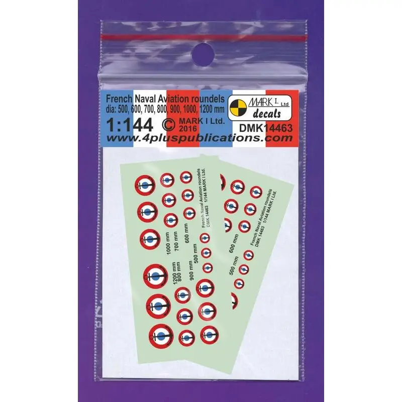 Laatste Kans Sticker Frans Aeronavale roundels (dia 500,600,700,800,900,1000,1200 mm), 2 setsscale diameter: 3,5-4,2 - 4,9-5,6 - 6,3-6,9 - 8,