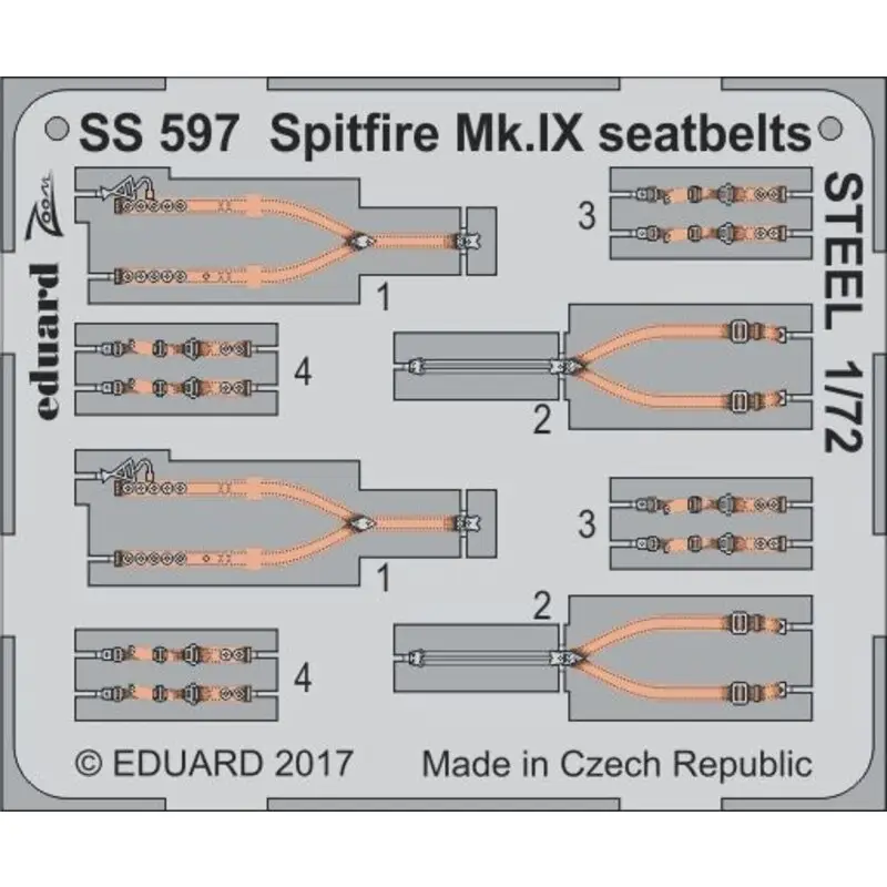 Express Levering Supermarine Spitfire Mk.IXC / Mk.IXE veiligheidsgordels STEEL (ontworpen om te worden gebruikt met Eduard kits) 'Zoom' sets zijn