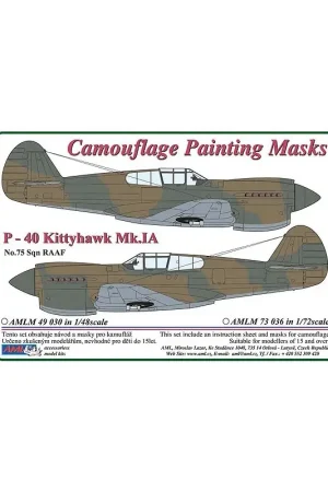 Curtiss P-40 Kittyhawk Mk.Ia RAAF camouflagepatroon verfmasker (ontworpen voor gebruik met Academy en Hasegawa kits) Beperkte Voorraad