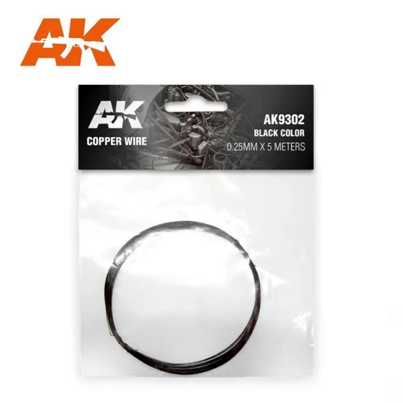 AK INTERACTIVE: Copper Wire 0.25mm x 5 meters BLACK COLOR Beperkte Voorraad