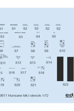 Sticker Hurricane Mk.I stencils voor ARMA HOBBY/REVELL/AIRFIX Decal Aanbieding