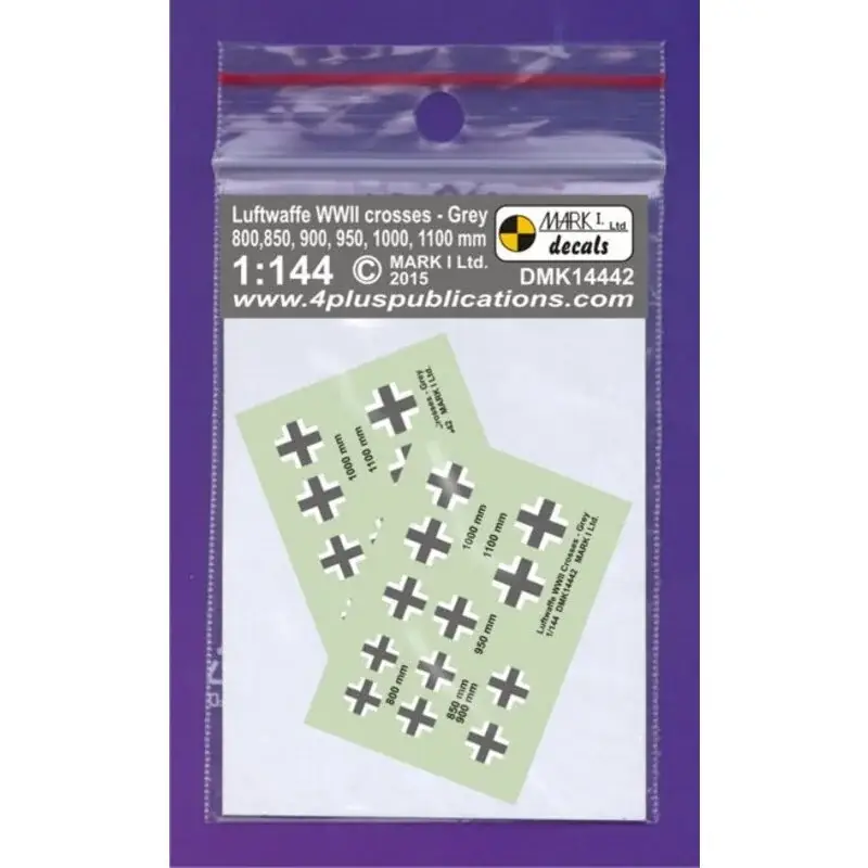 Sticker Luftwaffe Kruisen (Balkenkreuz) late soort Grijs (maat 800, 850, 900, 950, 1000, 1100 mm), 2 sets Populair