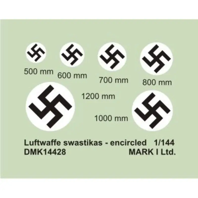 Bestseller Sticker Luftwaffe Swastikas, Encircled (diameter: 500;600;700;800;1000;1200 mm), 2 sets