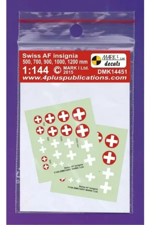 Sticker Swiss AF insignia (size 500, 700, 900, 1000, 1200 mm), 2 sets scale diameter: 3,5 - 4.7 - 6.3 - 6.9 - 8.4 mm Lage Prijs