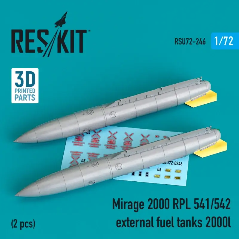 Mirage 2000 RPL 541/542 external fuel tanks 2000lt (2 pcs) (3D printing) Accessoire Bestseller