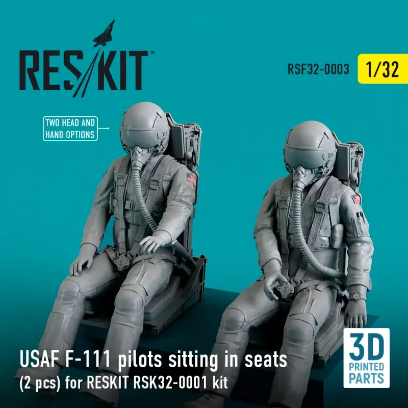 Beperkt Aanbod USAF F-111 pilots sitting in seats (2 pcs) for RESKIT RSK32-0002 kit (3D Printing) (1/32)