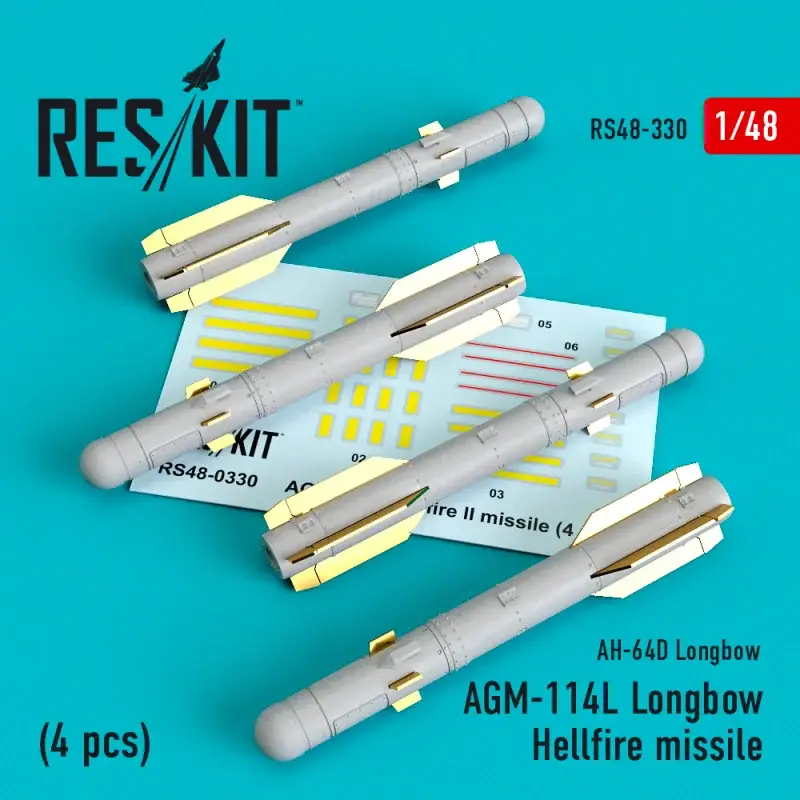 AGM-114L Longbow Hellfire missile (4 pcs)(Boeing/Hughes AH-64 D Longbow) Accessoire Weekendaanbieding