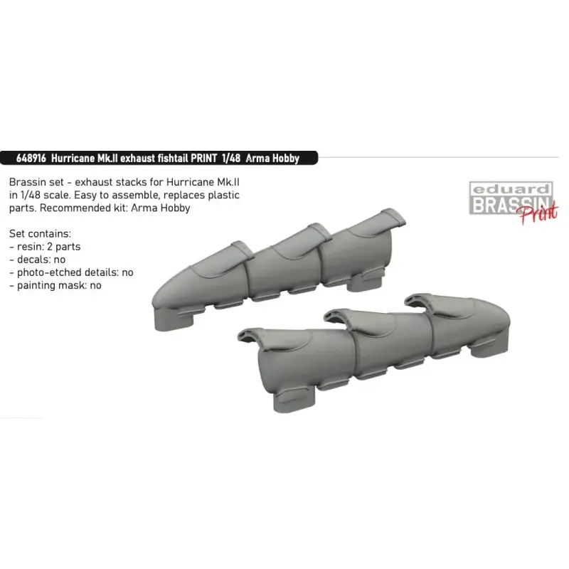 Gratis Retour Hawker Hurricane Mk.II exhaust fishtail PRINT 1/48 (designed to be used with Arma Hobby kits)