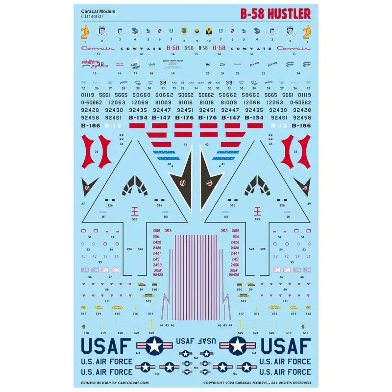 Sticker USAF Convair B-58 Hustler A 1/144 version Decal Seizoensaanbieding