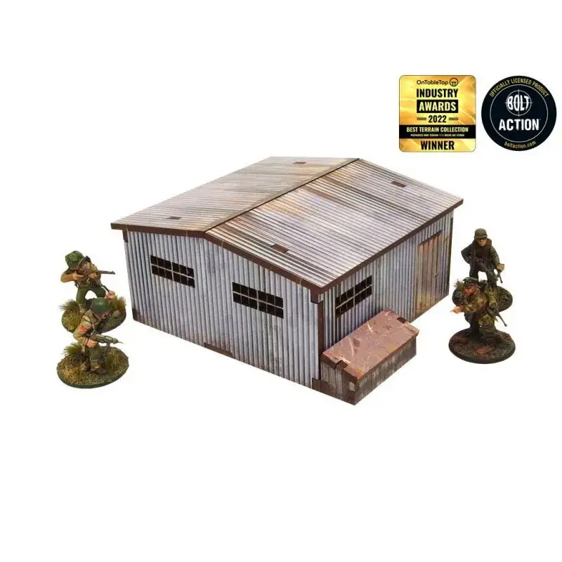 Gratis Retour Pre-painted WW2 Normandy Large Tin Shed Figuur spellet