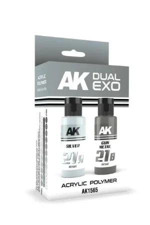 Populair AK Interactive: SILVER & GUN METAL DUAL EXO Set Acrylverf
