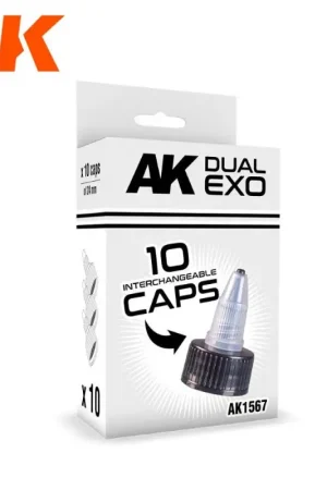 AK Interactive: SET BLACK CAPS for DUAL EXO colors (24mm diameter) Acrylverf Gecertificeerd