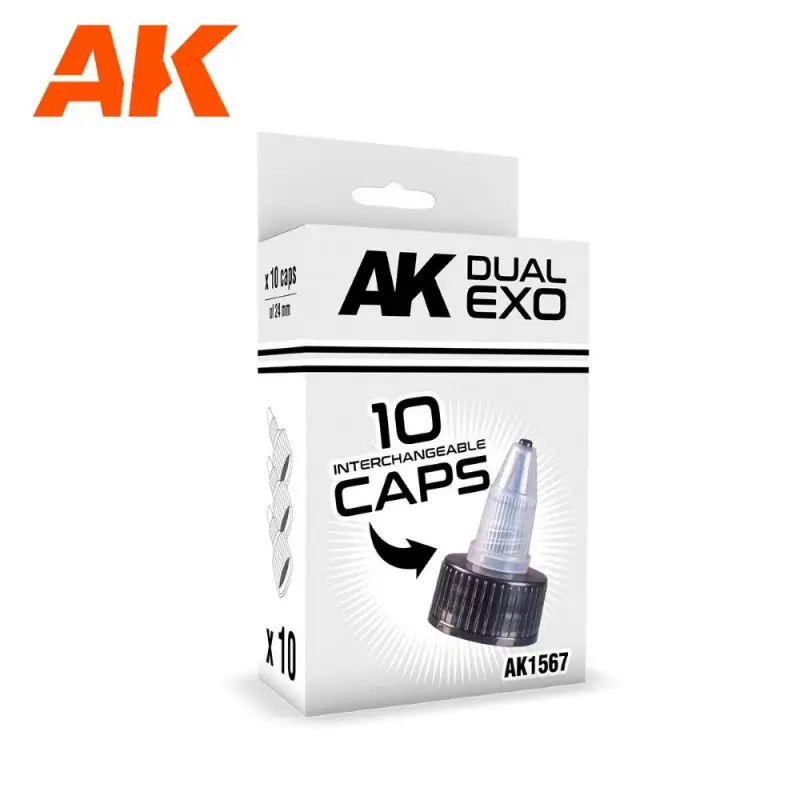 AK Interactive: SET BLACK CAPS for DUAL EXO colors (24mm diameter) Acrylverf Gecertificeerd