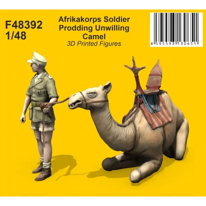 Must-Have Afrikak Korps Soldier Prodding Unwilling Camel 1/48 Figuren