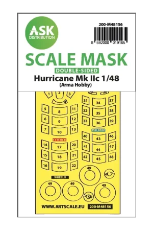 Hawker Hurricane Mk.IIc double-sided mask for Arma Hobby Accessoire Snelle Levering