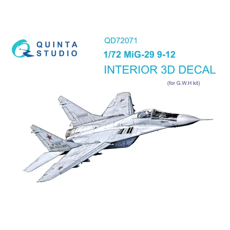 Mikoyan MiG-29 9-12 3D-geprint & gekleurd interieur op stickerpapier (ontworpen voor gebruik met Great Wall Hobby-kits) Uitverkoop