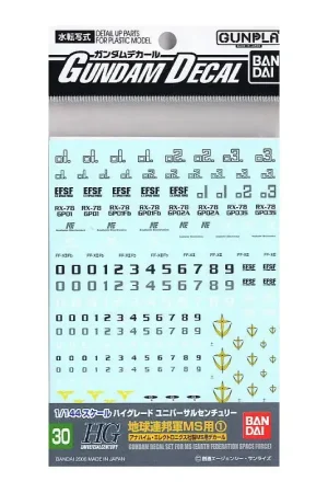 Gundam 1st: Decal 30 HGUC Multiuse - Earth Federation 1 Rechtstreeks Van De Fabrikant