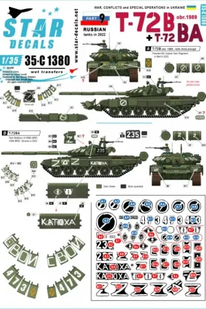 Gereduceerde Prijs War in Ukraine 9Russian T-72B (obr 1989) and T-72BA operating in Ukraine in 2022. Decal