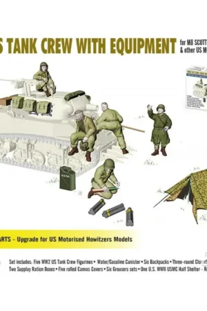 WW2 US TANK CREW WITH EQUIPMENT for M8 SCOTT & other US MOTORISED HOWITZERS Schaalmodel Superprijs