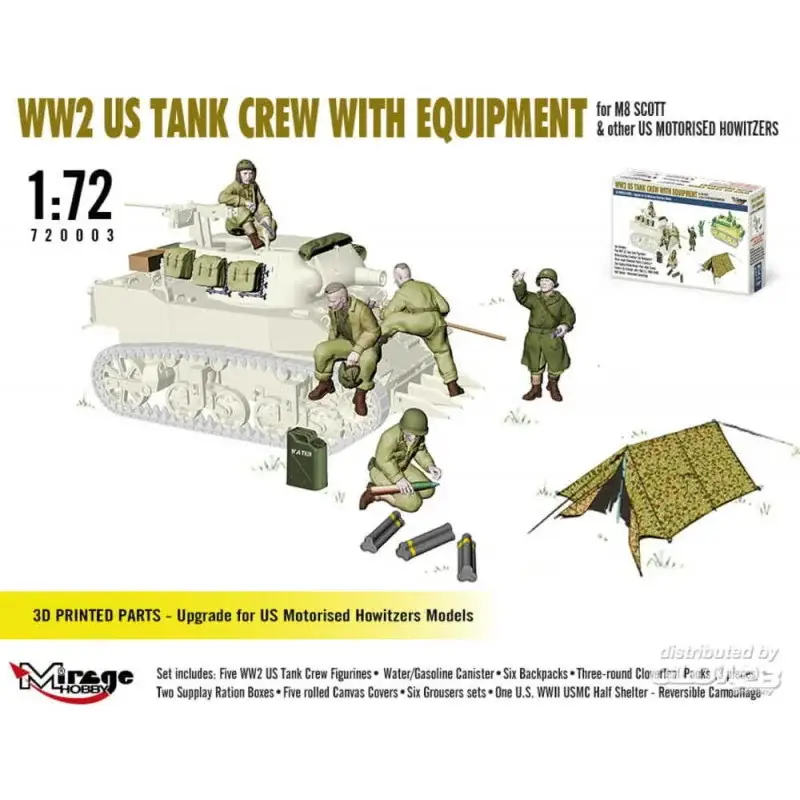 WW2 US TANK CREW WITH EQUIPMENT for M8 SCOTT & other US MOTORISED HOWITZERS Schaalmodel Superprijs