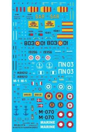 Weekendaanbieding Reprinted and modified: 1/48 Sud Aviation Alouette III European Air Forces Decal