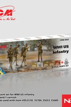 Bestel Nu Acrylic Paint Set for WWI US Infantry 6 x 12 ml Acrylverf