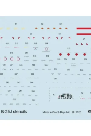 North-American B-25J stencils 1/48 (designed to be used with Hong Kong Models kits) Uitverkoop