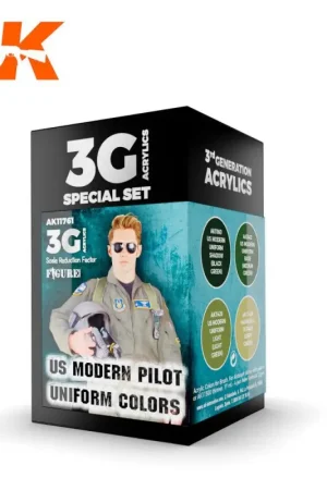 Koopje AK INTERACTIVE: SET acrylic paint 3rd Generation 17mL - US MODERN PILOT UNIFORM COLORS