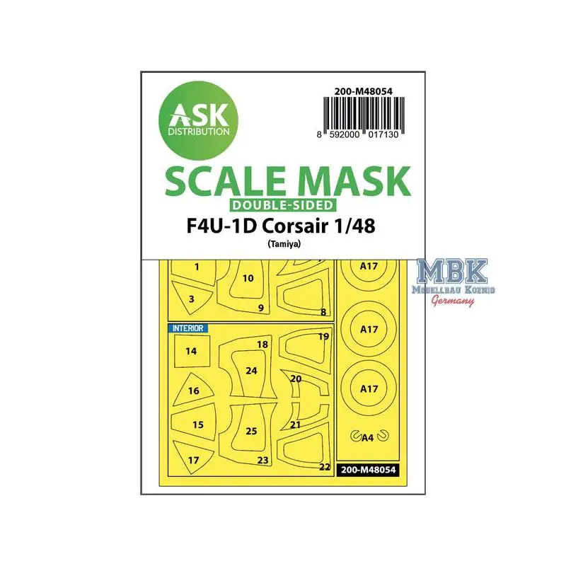 F4U-1D Corsair double-sided express mask f. Tamiya Merkproduct