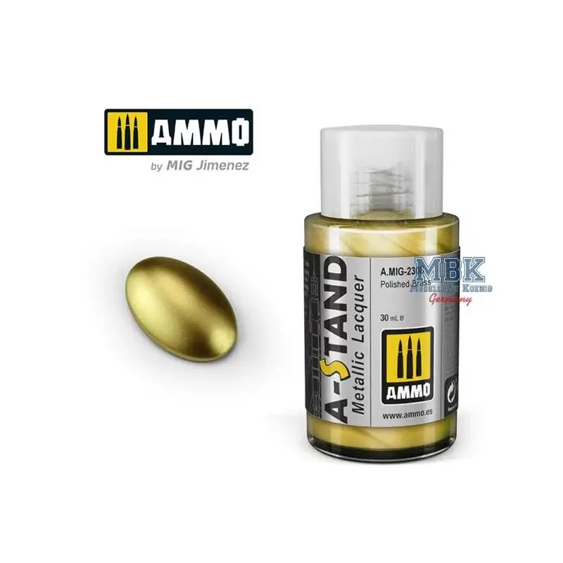 Koopje A-STAND Polished Brass - 30ml Enamel Paint for air Acrylverf