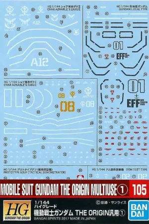 GUNDAM - GUNDAM DECAL 105 - Mobile Suit Gundam The Origin Multiuse 1 Veilige Betaling