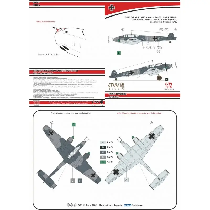 Nieuw Messerschmitt Bf-110E-1 met FuG 202 (R. Sigmund) R4+CC III./NJG 2