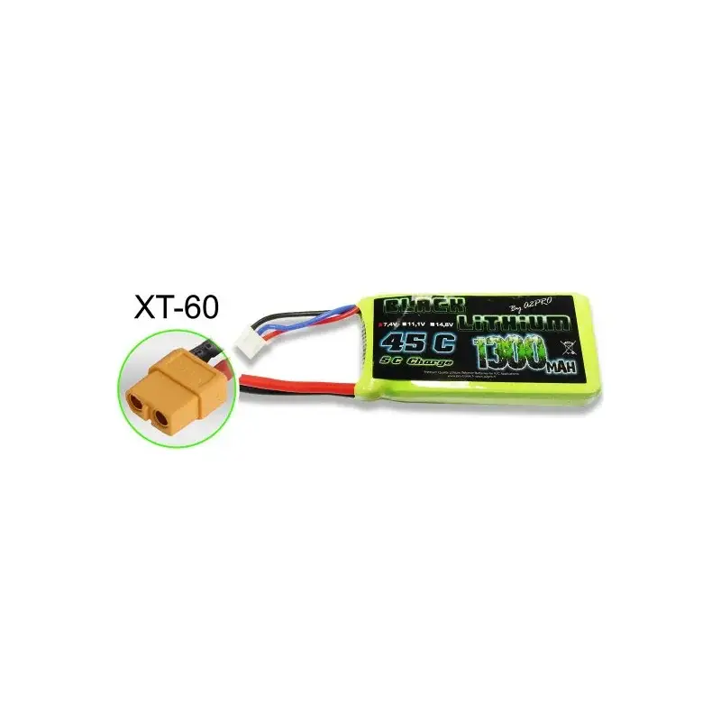 LIPO batterij voor radiografisch bestuurbaar apparaat Zwart Lithium 1300mAh 45C 2S XT-60 LiPo batterij Aanbieding
