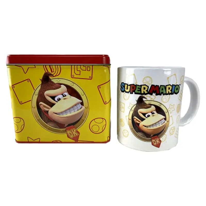 NINTENDO - DONKEY KONG - Metalen Spaarpot 12 x 9 x 11cm + Mok Spaarvarke Superprijs