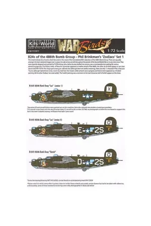 Must-Have Sticker Geconsolideerde B-24H Liberator 834th BS, 486th BG Phil Brinkman's Zodiacs Set 1 (6)