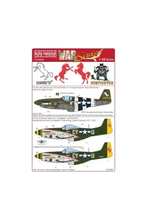 Sticker Noord-Amerikaanse P-51B-1-NA (NA102) 43-12375 FT-E BONNIE BCapt Donald M 'Buzz' Beerbower Hete Deal