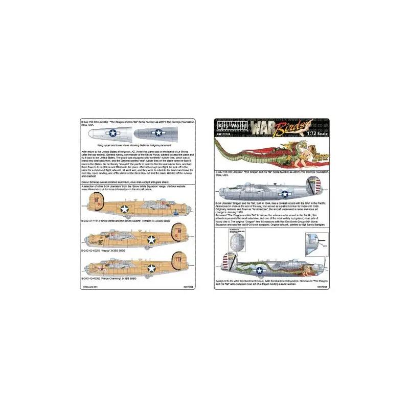 Gratis Retour Sticker Geconsolideerde B-24J Liberator 'Dragon and his Tail' 64th Bomb Squadron, 43rd Bomb Group.