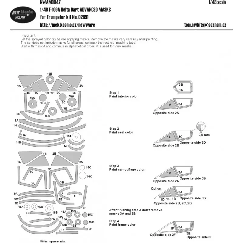 Lage Kosten Convair F-106A Delta Dart ADVANCED set (ontworpen voor gebruik met Trumpeter TU02891 kits)