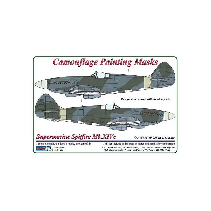 Supermarine Spitfire Mk.XIVc camouflage verfmasker (ontworpen voor gebruik met Academy kits) Laatste Versie