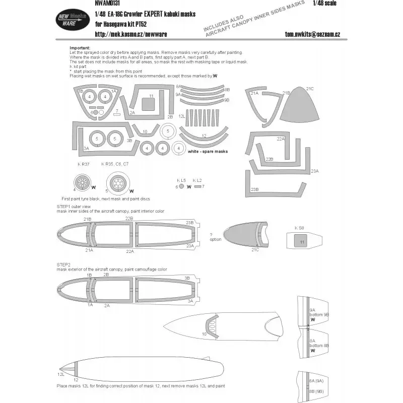 Boeing EA-18G Growler EXPERT kabuki-maskers (ontworpen voor gebruik met Haswgawa HAPT052-kits) Nu Kopen
